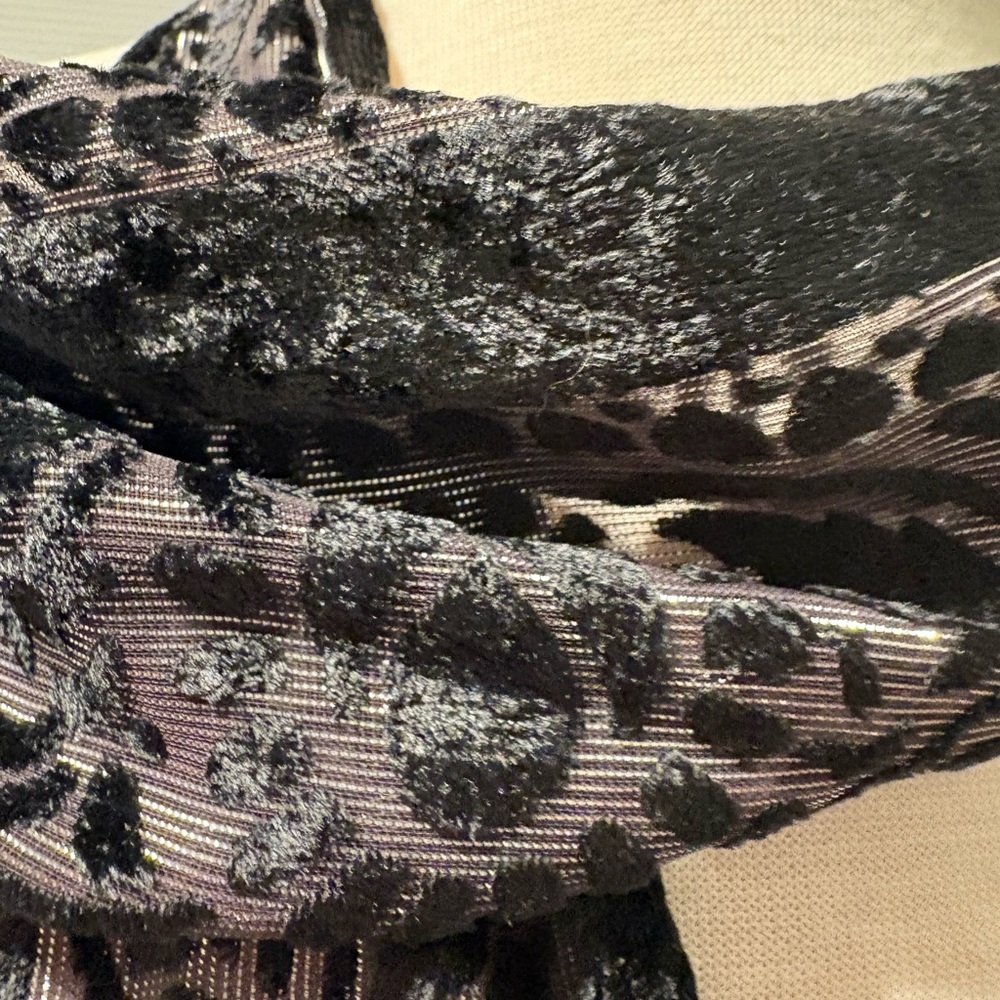 Black and Gray velvet and sheer  Scarf